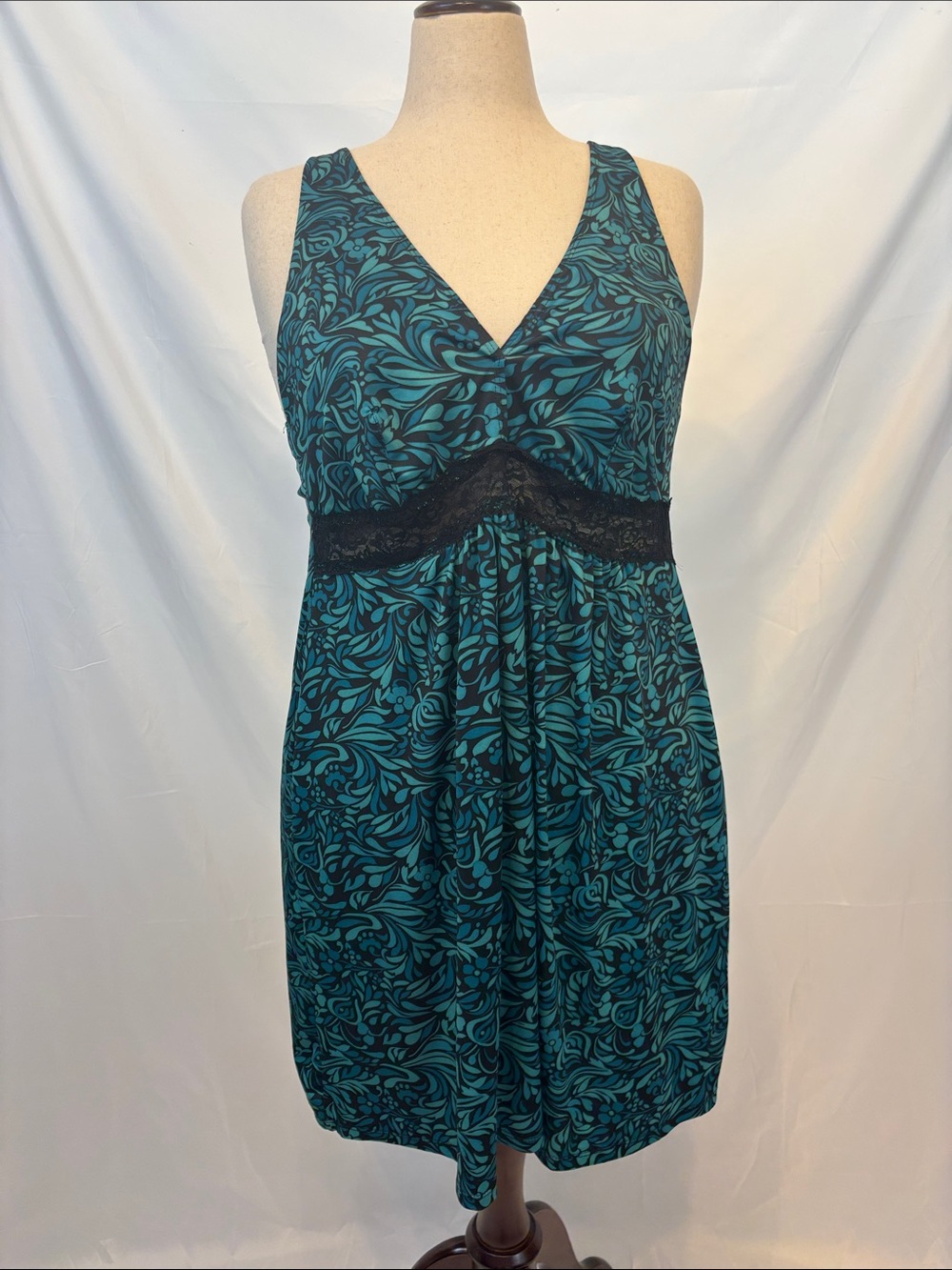 Delta Burke Intimates Teal & Black Chemise Slip Plus Size 3x